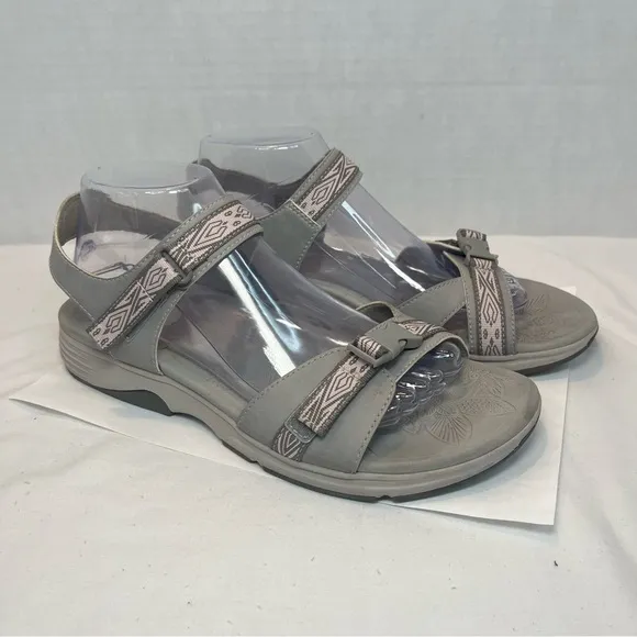Dansko Angie Sandals Strappy Comfort Shoes Leather Sport Gray Women 40 9.5-10