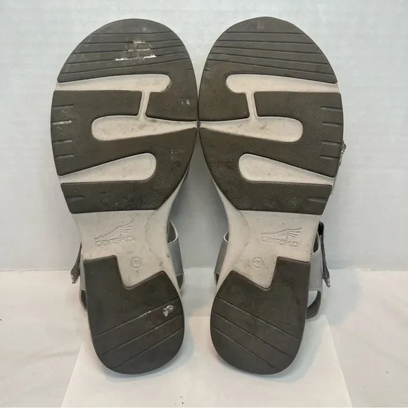 Dansko Angie Sandals Strappy Comfort Shoes Leather Sport Gray Women 40 9.5-10