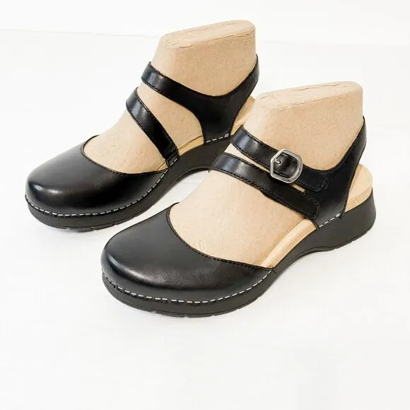 DANSKO NWB Sz 37 Black Nappa Leather Rissa Closed Toe Comfort Shoes