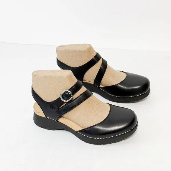 DANSKO NWB Sz 37 Black Nappa Leather Rissa Closed Toe Comfort Shoes