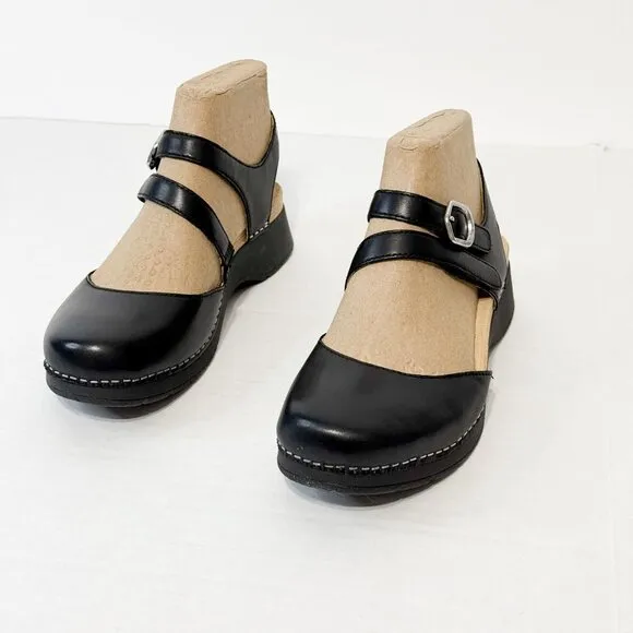 DANSKO NWB Sz 37 Black Nappa Leather Rissa Closed Toe Comfort Shoes