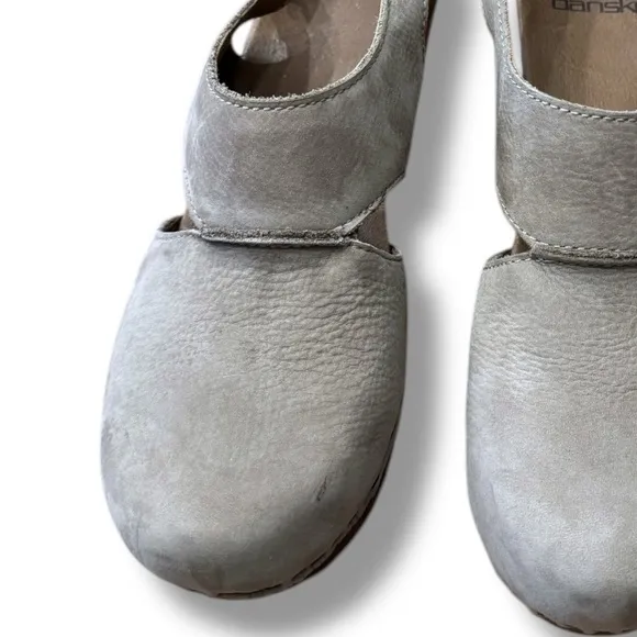 Dansko Womens Gray Suede Leather Riley Cut Out Slingback Heels Shoes 36 5.5 6