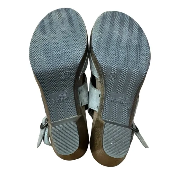 Dansko Womens Gray Suede Leather Riley Cut Out Slingback Heels Shoes 36 5.5 6