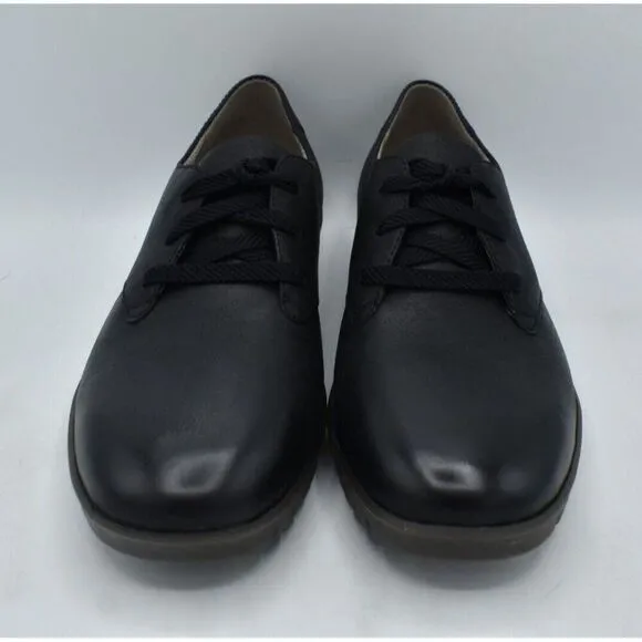 Dansko US 10.5-11 EU 41 Libbie Burnished Calf Leather Black Lace Up Loafer Shoes