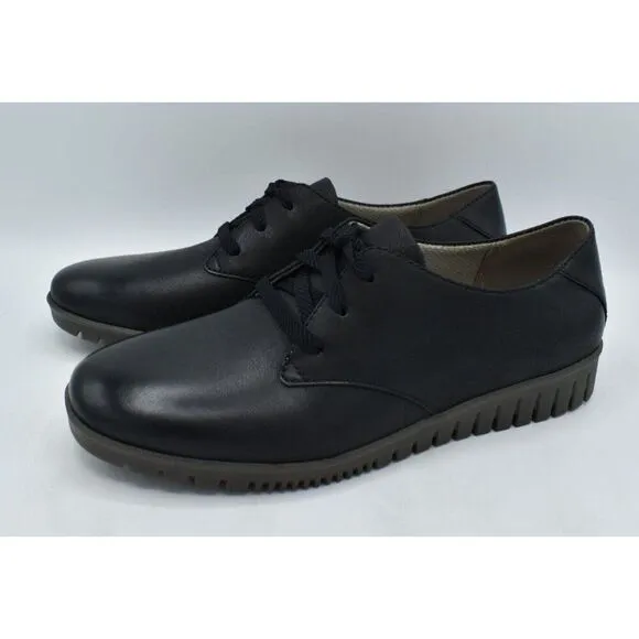 Dansko US 10.5-11 EU 41 Libbie Burnished Calf Leather Black Lace Up Loafer Shoes