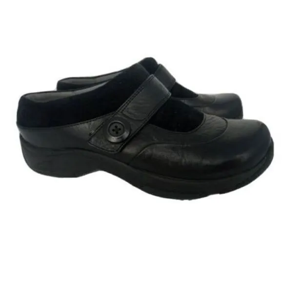 Dansko Womens Size 40 US 9.5-10 Black Leather Suede Slip Resistant Clogs‎ Shoes