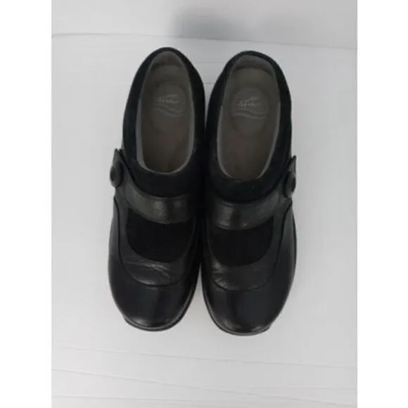 Dansko Womens Size 40 US 9.5-10 Black Leather Suede Slip Resistant Clogs‎ Shoes
