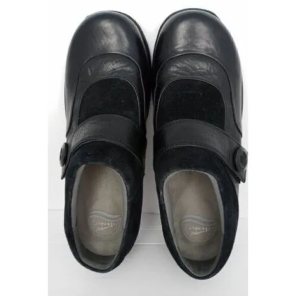 Dansko Womens Size 40 US 9.5-10 Black Leather Suede Slip Resistant Clogs‎ Shoes