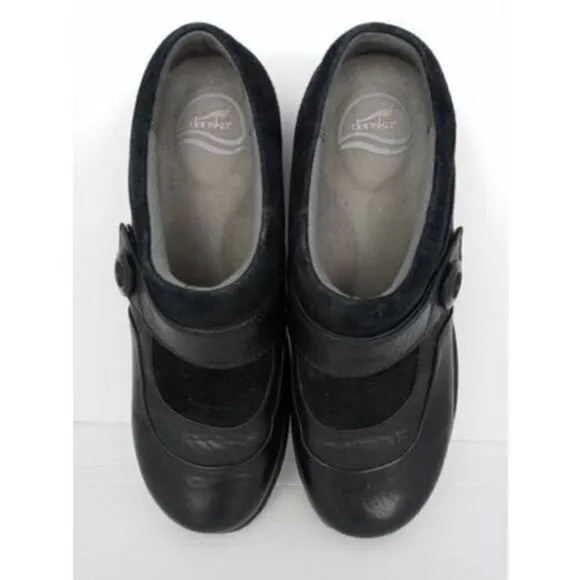 Dansko Womens Size 40 US 9.5-10 Black Leather Suede Slip Resistant Clogs‎ Shoes