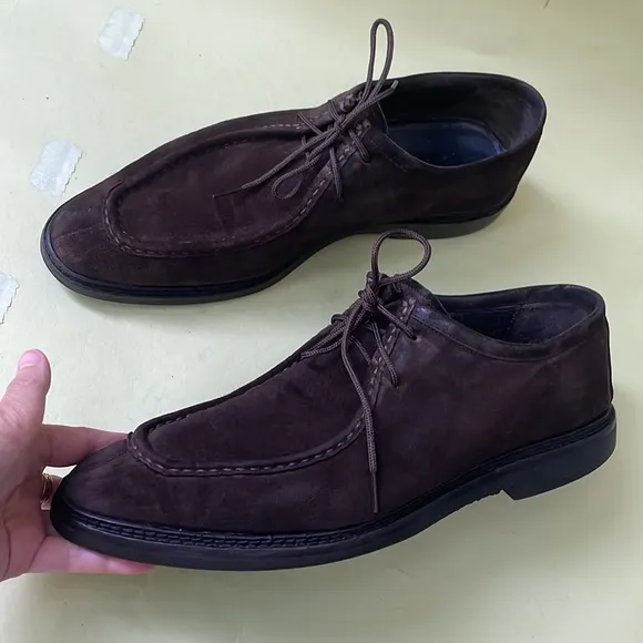 Dark brown Ermenengildo Zegna suede leather shoes