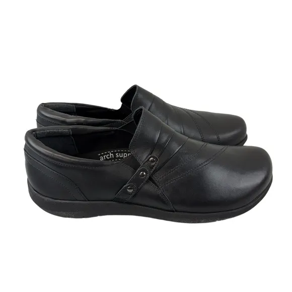 David Tate Womens 12M Scoop Slip-On Black Leather Comfort Shoes