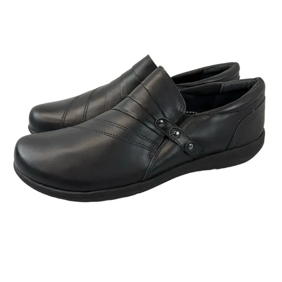 David Tate Womens 12M Scoop Slip-On Black Leather Comfort Shoes