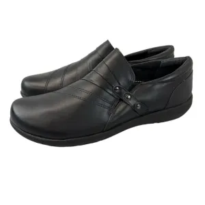 David Tate Womens 12M Scoop Slip-On Black Leather Comfort Shoes