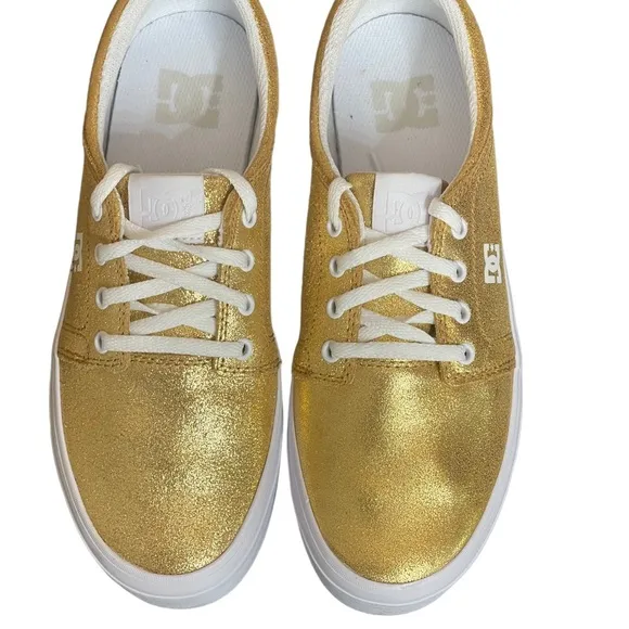 DC Women Trase PlatformCasual Shoes Gold US Size 8.5NWB Metallic Fabric