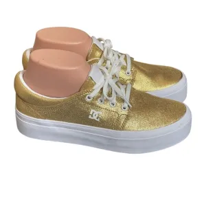DC Women Trase PlatformCasual Shoes Gold US Size 8.5NWB Metallic Fabric