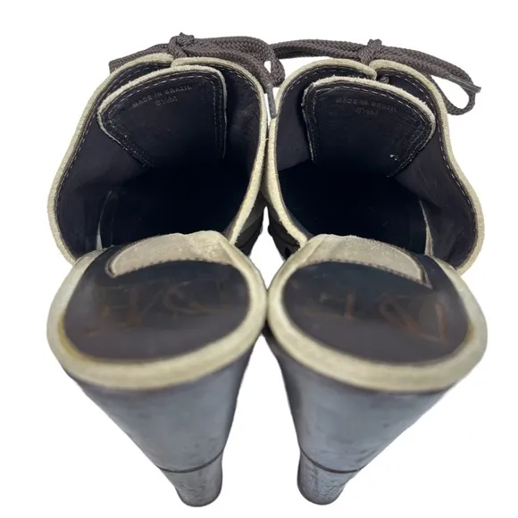 Diane Von Furstenberg‎ Emerson Tan Suede Studded Wedge Clogs Mule Shoes Size 8.5