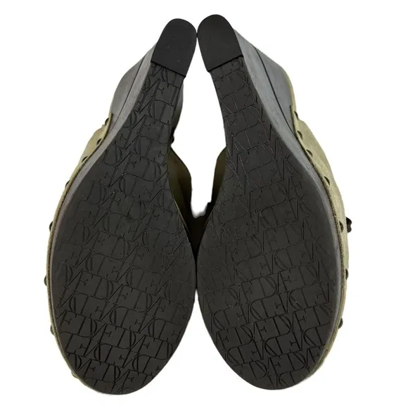 Diane Von Furstenberg‎ Emerson Tan Suede Studded Wedge Clogs Mule Shoes Size 8.5
