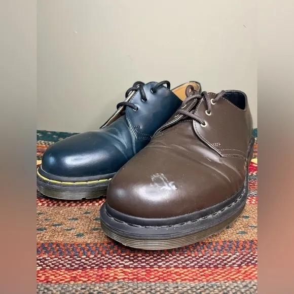 Doc Martens Mis Matched Funky Y2K Leather Brown Blue Loafer Lace Up Shoe Men 11