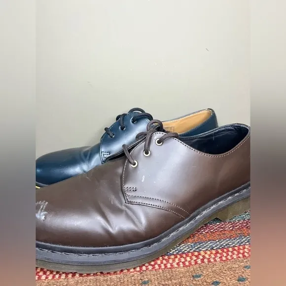 Doc Martens Mis Matched Funky Y2K Leather Brown Blue Loafer Lace Up Shoe Men 11