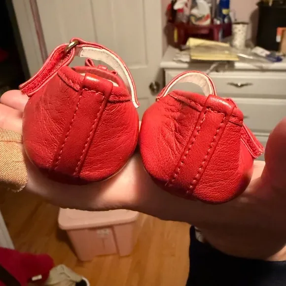 Dolce &amp; Gabbana Vintage Baby's First Shoes Soft Red Ballet Flats Made In Italy