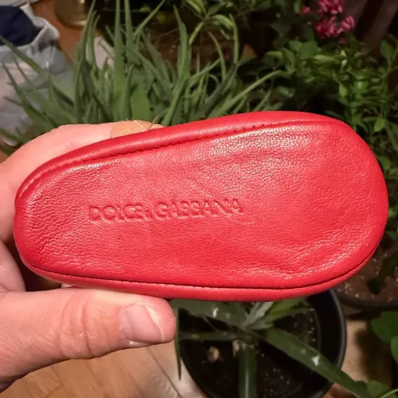 Dolce &amp; Gabbana Vintage Baby's First Shoes Soft Red Ballet Flats Made In Italy