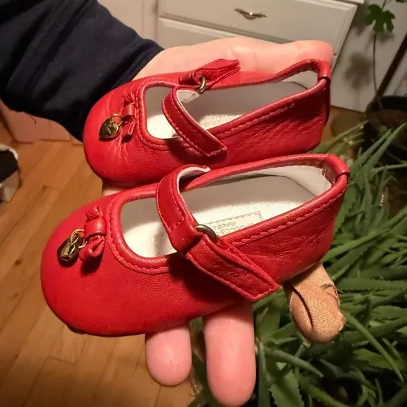Dolce &amp; Gabbana Vintage Baby's First Shoes Soft Red Ballet Flats Made In Italy