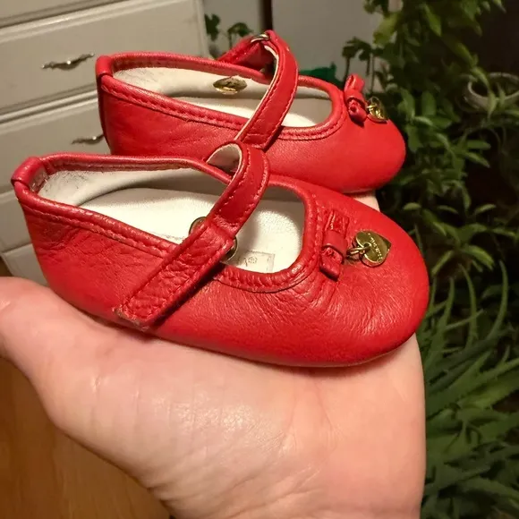Dolce &amp; Gabbana Vintage Baby's First Shoes Soft Red Ballet Flats Made In Italy