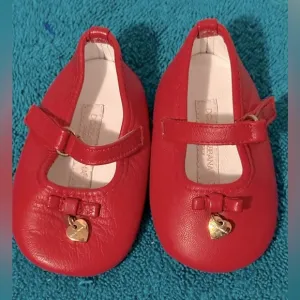 Dolce &amp; Gabbana Vintage Baby's First Shoes Soft Red Ballet Flats Made In Italy