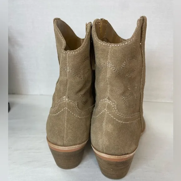 Dolce Vita Womens Solow‎ Beige Suede Cowboy, Western Boots 9.5