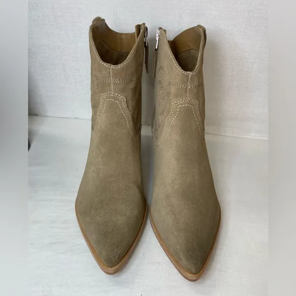 Dolce Vita Womens Solow‎ Beige Suede Cowboy, Western Boots 9.5