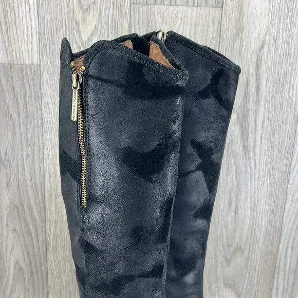 Donald J. Pliner Devi Tall Black Suede Double Zipper Boots
