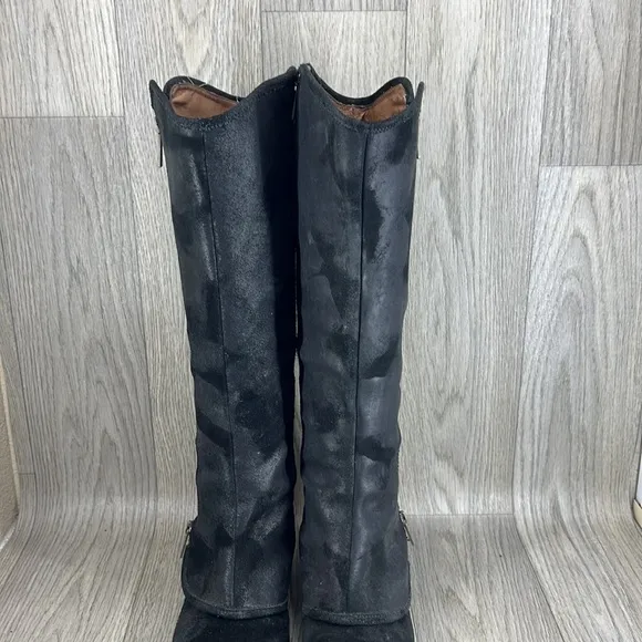 Donald J. Pliner Devi Tall Black Suede Double Zipper Boots