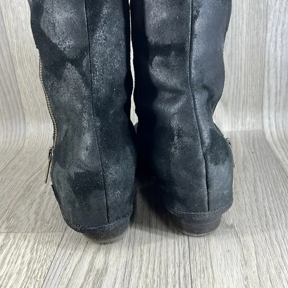 Donald J. Pliner Devi Tall Black Suede Double Zipper Boots