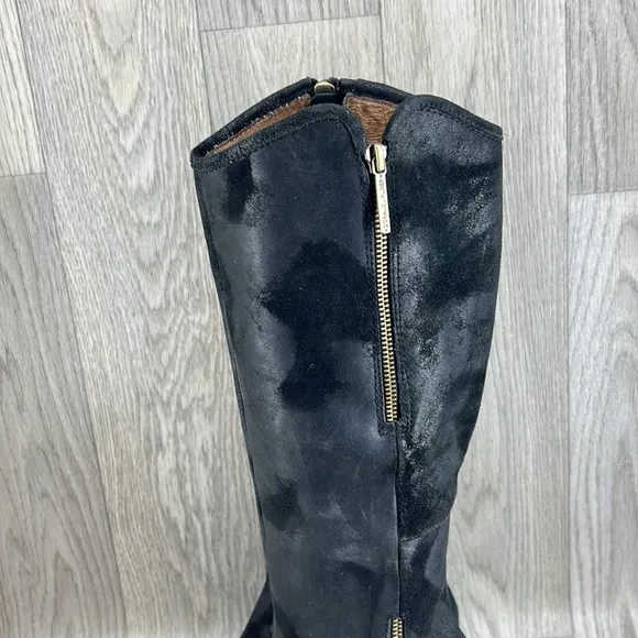 Donald J. Pliner Devi Tall Black Suede Double Zipper Boots