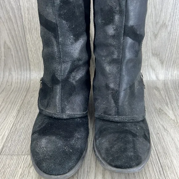 Donald J. Pliner Devi Tall Black Suede Double Zipper Boots