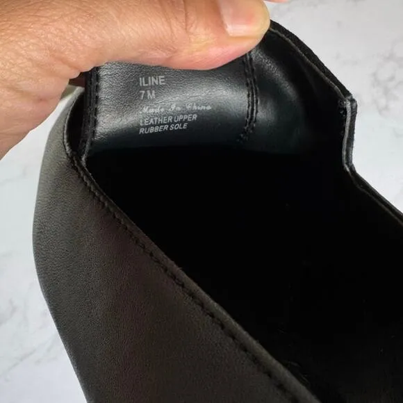 Donald J. Pliner ILINE Black Leather Suede Flats Loafers Studded Block Heel 7M