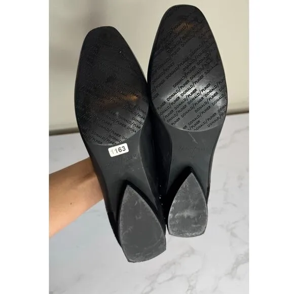 Donald J. Pliner ILINE Black Leather Suede Flats Loafers Studded Block Heel 7M