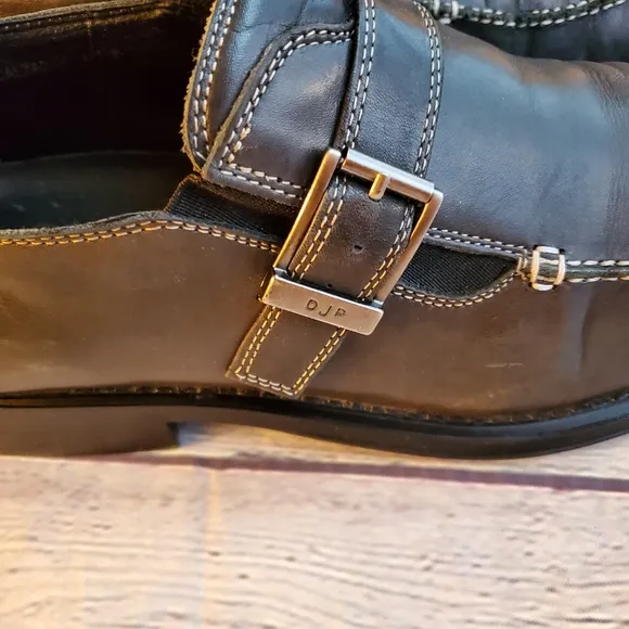 DONALD J. PLINER MEN'S LOAFERS LEATHER WITH BUCKET GRAY SIZE 11.5 SHOES