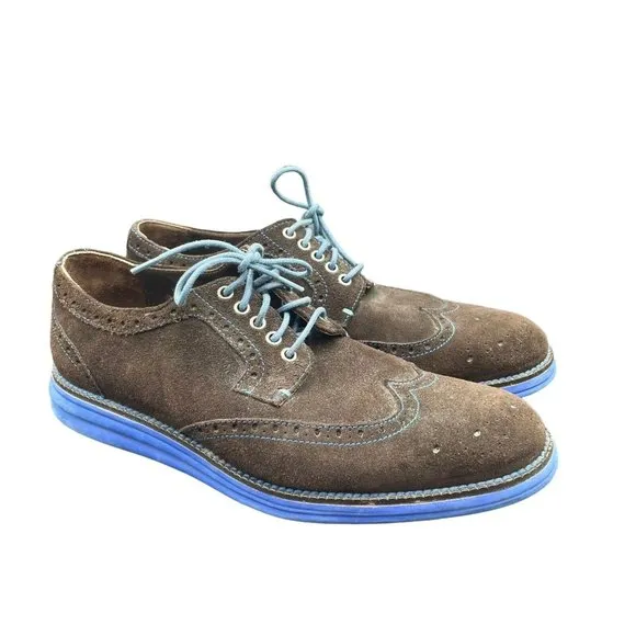 Donald J Pliner Oxford Shoes Mens 9.5 M EVEB Wingtip Brown Suede Blue Sneaker