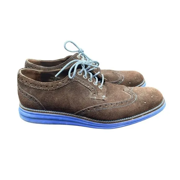 Donald J Pliner Oxford Shoes Mens 9.5 M EVEB Wingtip Brown Suede Blue Sneaker