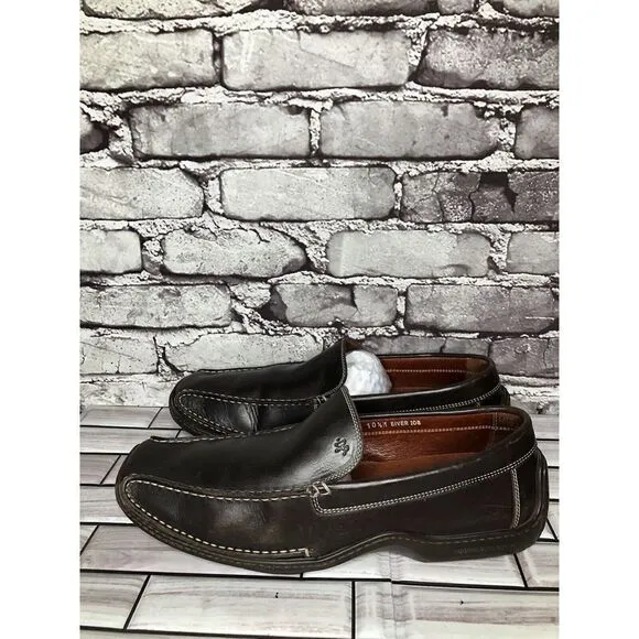 Donald J Pliner Sport Eiver Brown Leather Slip On Driving Loafers Shoes Men 10.5