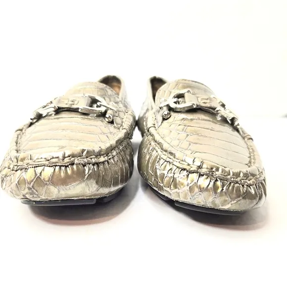 Donald Pliner driving moccasins. Croc embossed leather.  Gray. 6.5