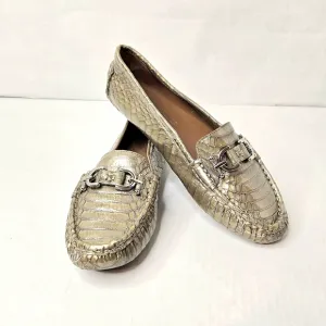 Donald Pliner driving moccasins. Croc embossed leather.  Gray. 6.5