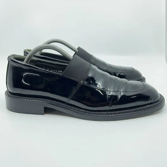 Donald Pliner Mens Size 9 Black High Gloss  Leather Moccasins Driving Shoes KATO