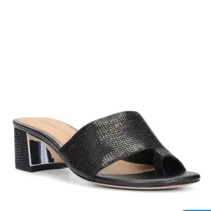 DONALD PLINER MELROS BLACK LOW BLOCK  HEEL SANDAL NEW Size 8