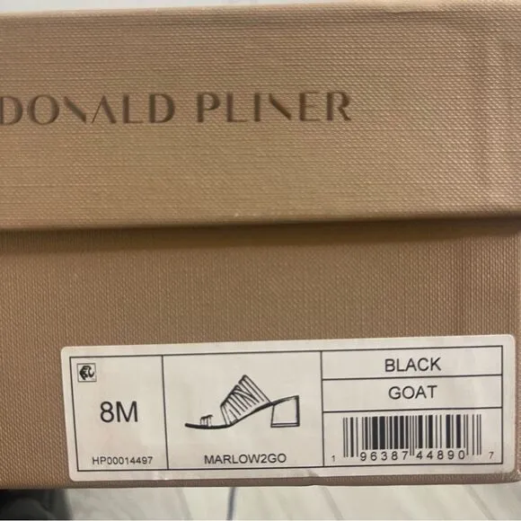 DONALD PLINER MELROS BLACK LOW BLOCK  HEEL SANDAL NEW Size 8