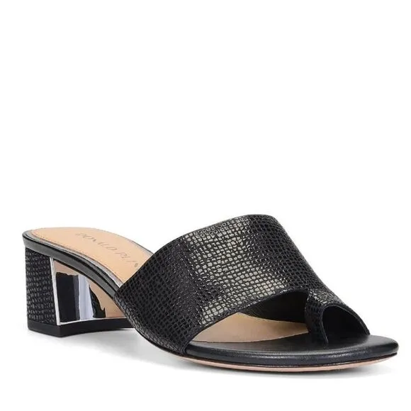 DONALD PLINER MELROS BLACK LOW BLOCK  HEEL SANDAL NEW Size 8