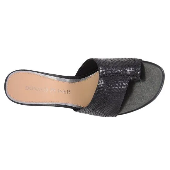 DONALD PLINER MELROS BLACK LOW BLOCK  HEEL SANDAL NEW Size 8
