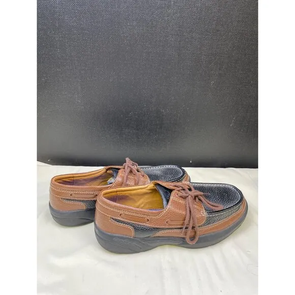 Dr Comfort Men's Black / Brown Leather Boat Shoes/ Loafers Size 11M SKU 5493