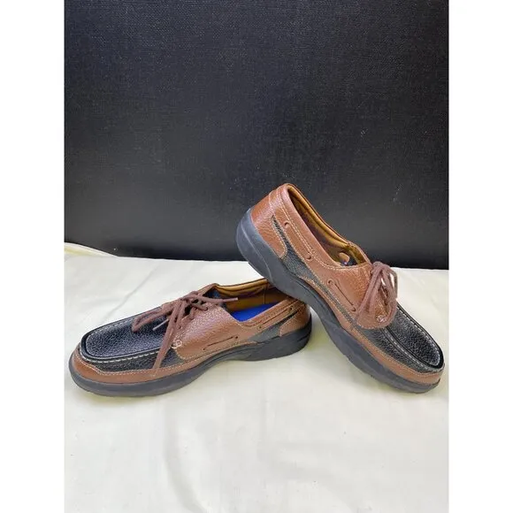 Dr Comfort Men's Black / Brown Leather Boat Shoes/ Loafers Size 11M SKU 5493